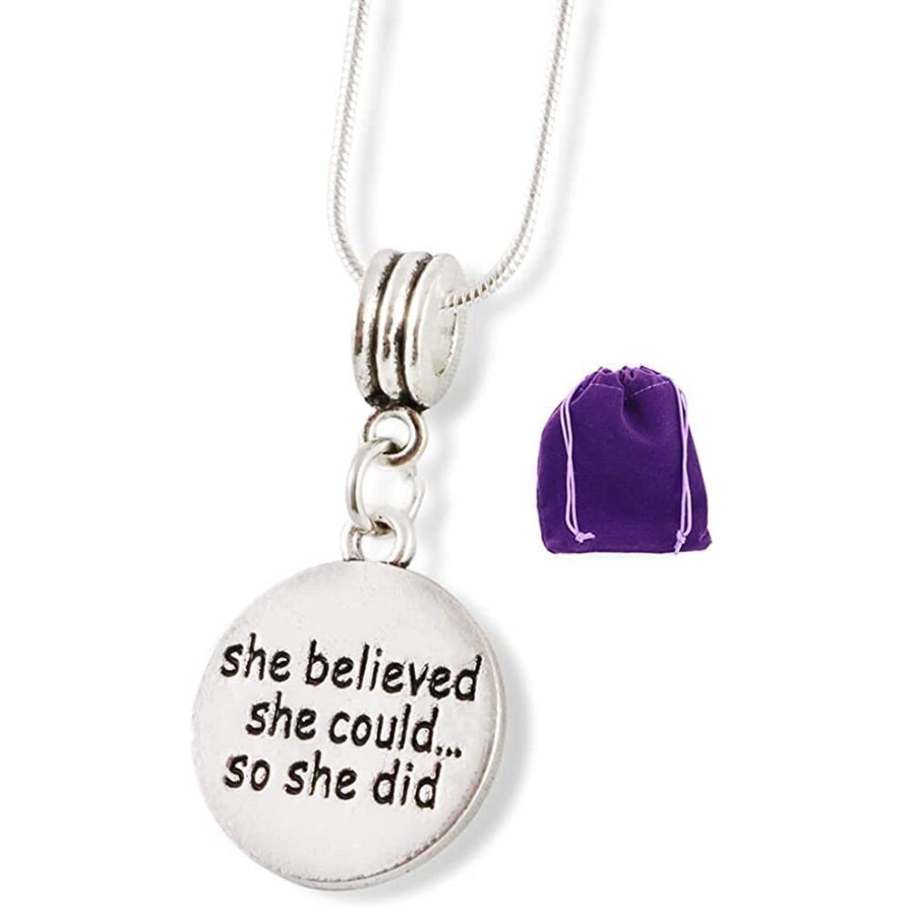 " She Believed She Could So She Did " Necklace Pendant Jewelry